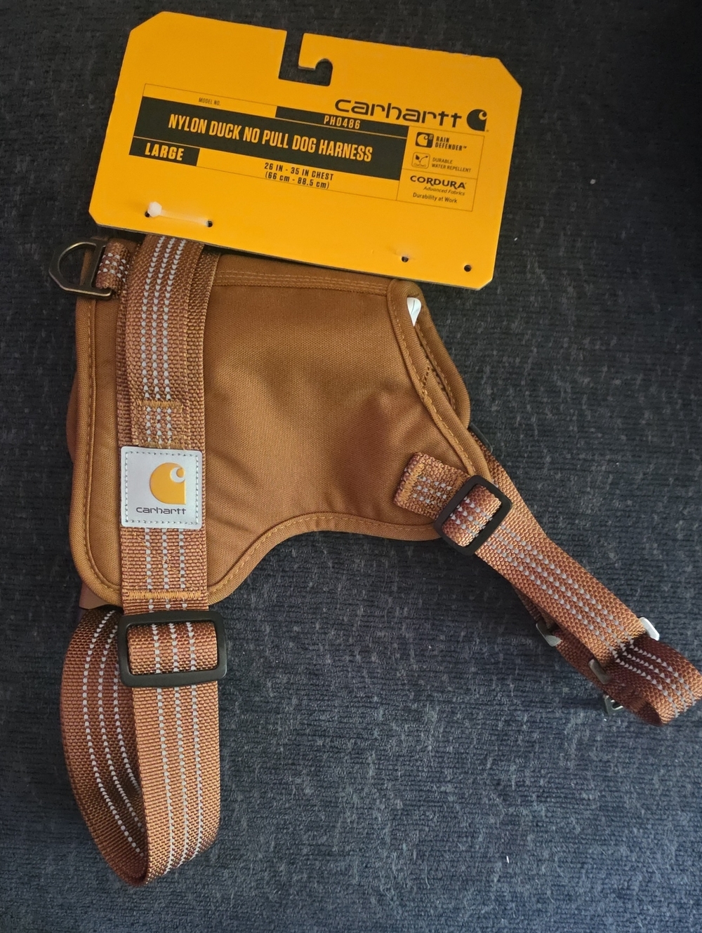 Carhartt Large Signature Brown Nylon No-Pull Dog Harness Nwt